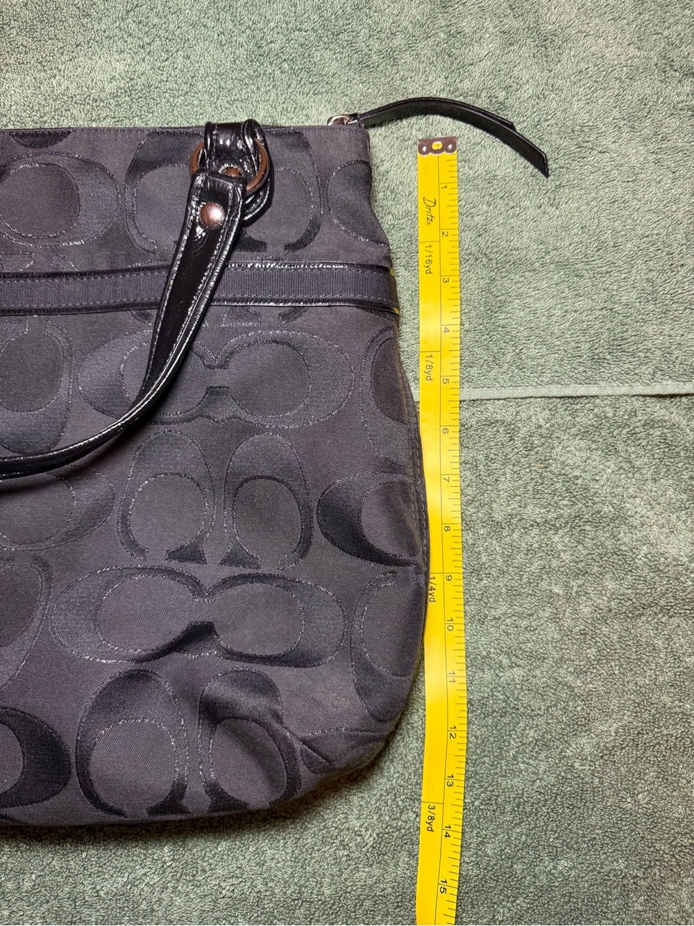 Coach Black Poppy Canvas Sateen Signature Tote Bag - Picture 10 of 10